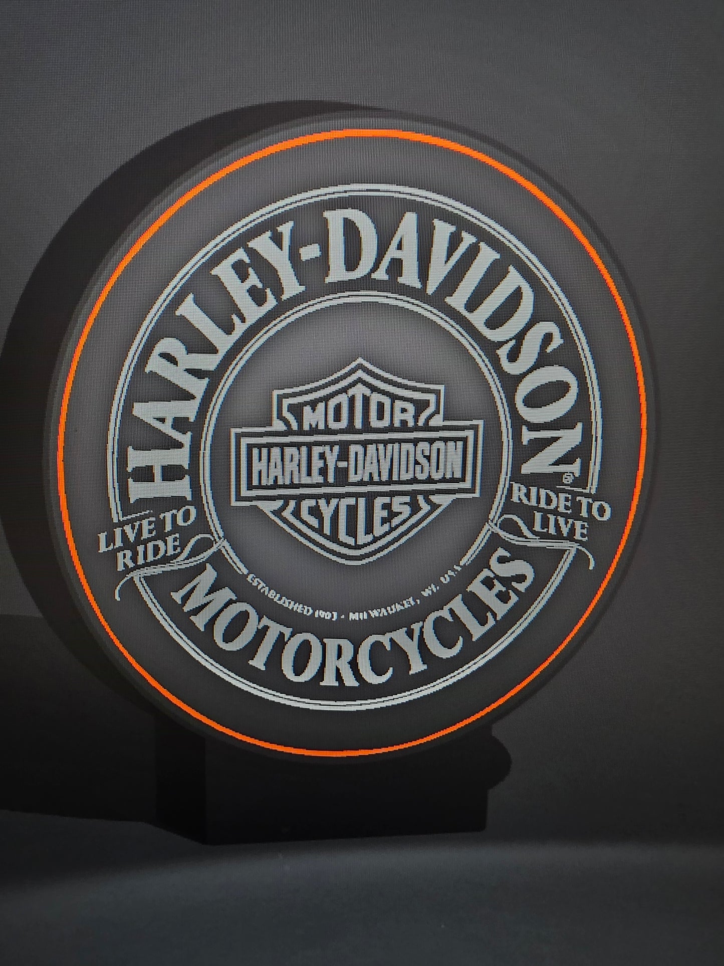 Harley Davidson Live to Ride Round LED sign