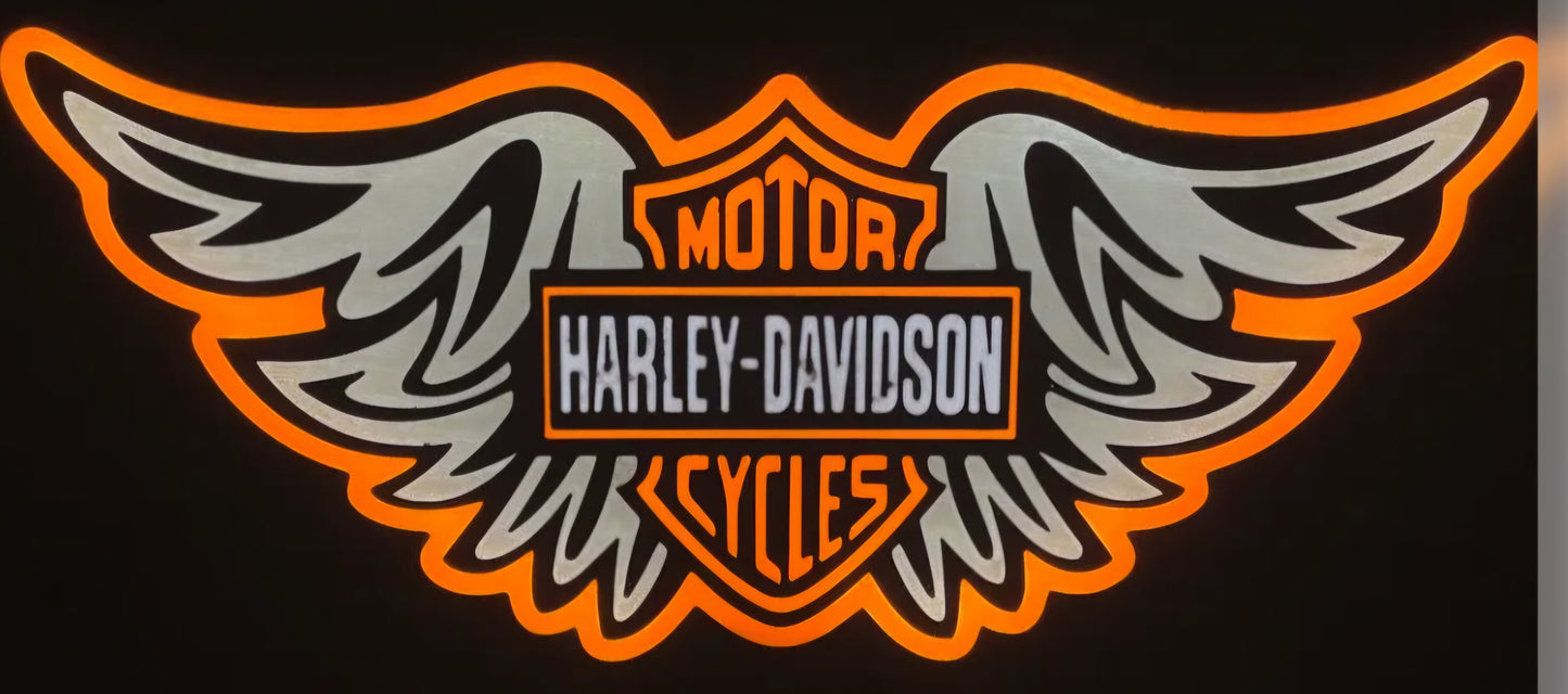 Harley Davidson wings Light box