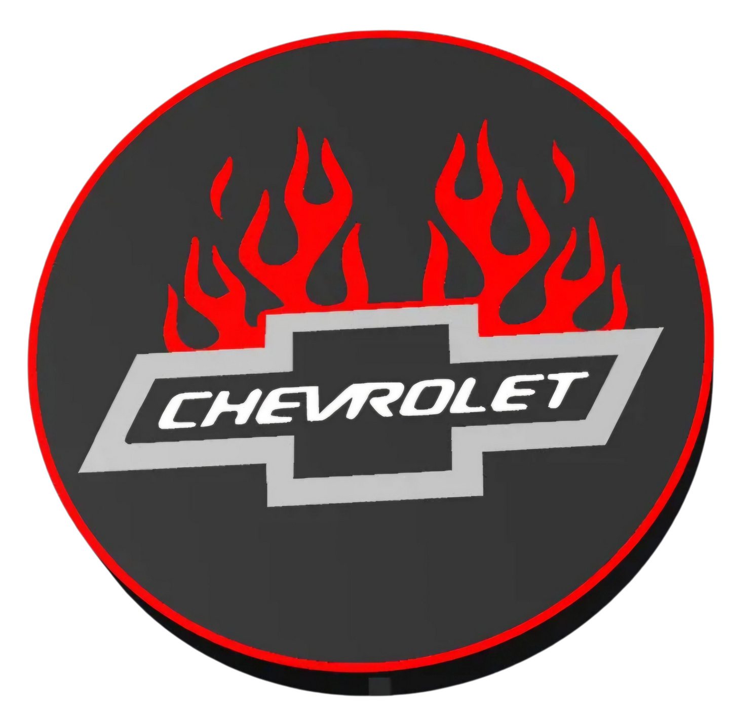 Chevy emblem in flams round LED sign