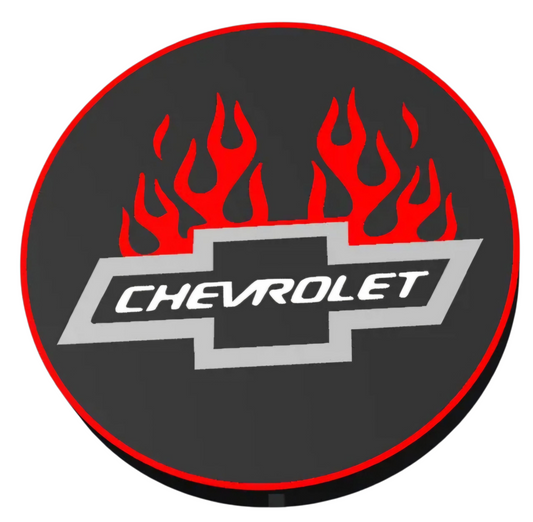 Chevy emblem in flams round LED sign