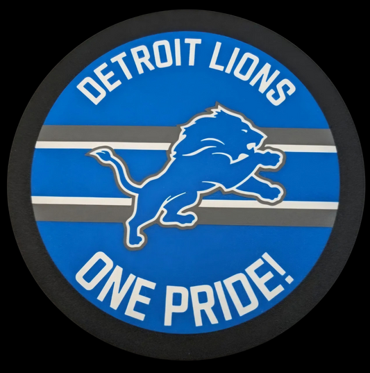 Detroit Lions One pride Round LED Lighted sign