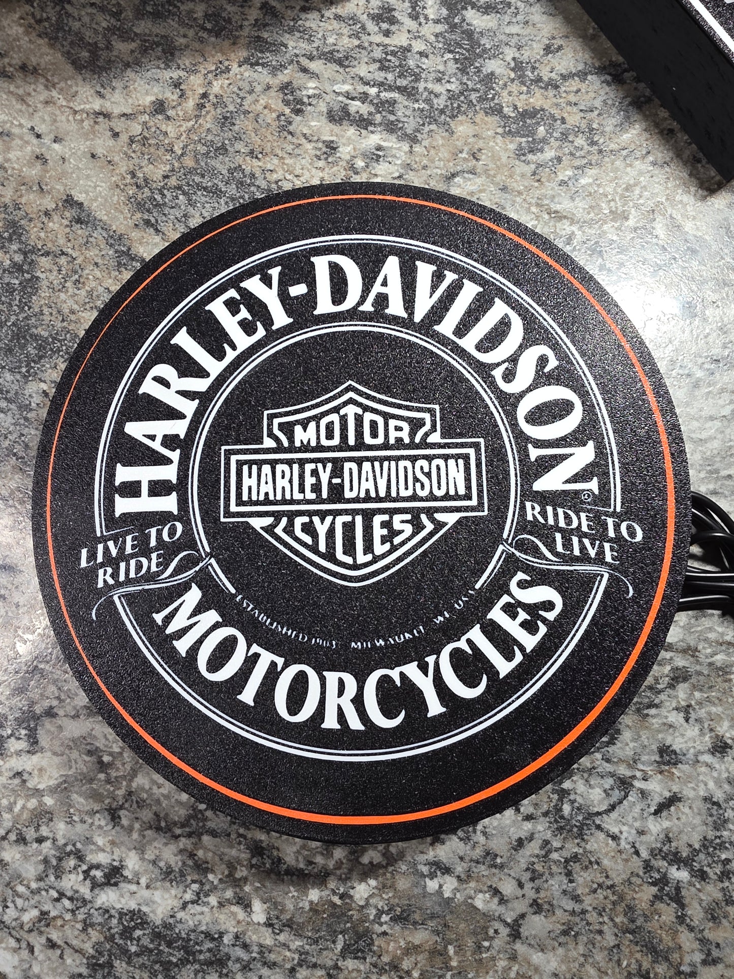Harley Davidson Live to Ride Round LED sign