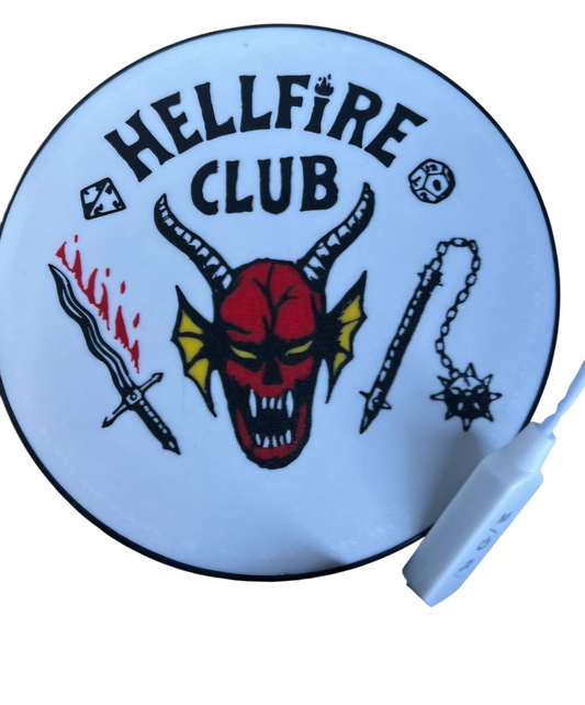 Hellfire club round LED lighted sign
